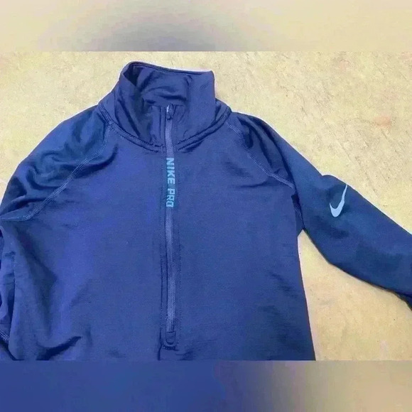 Nike Pro Women's Hyperwarm Half Zip Pullover Navy Blue SMALL - Picture 4 of 6